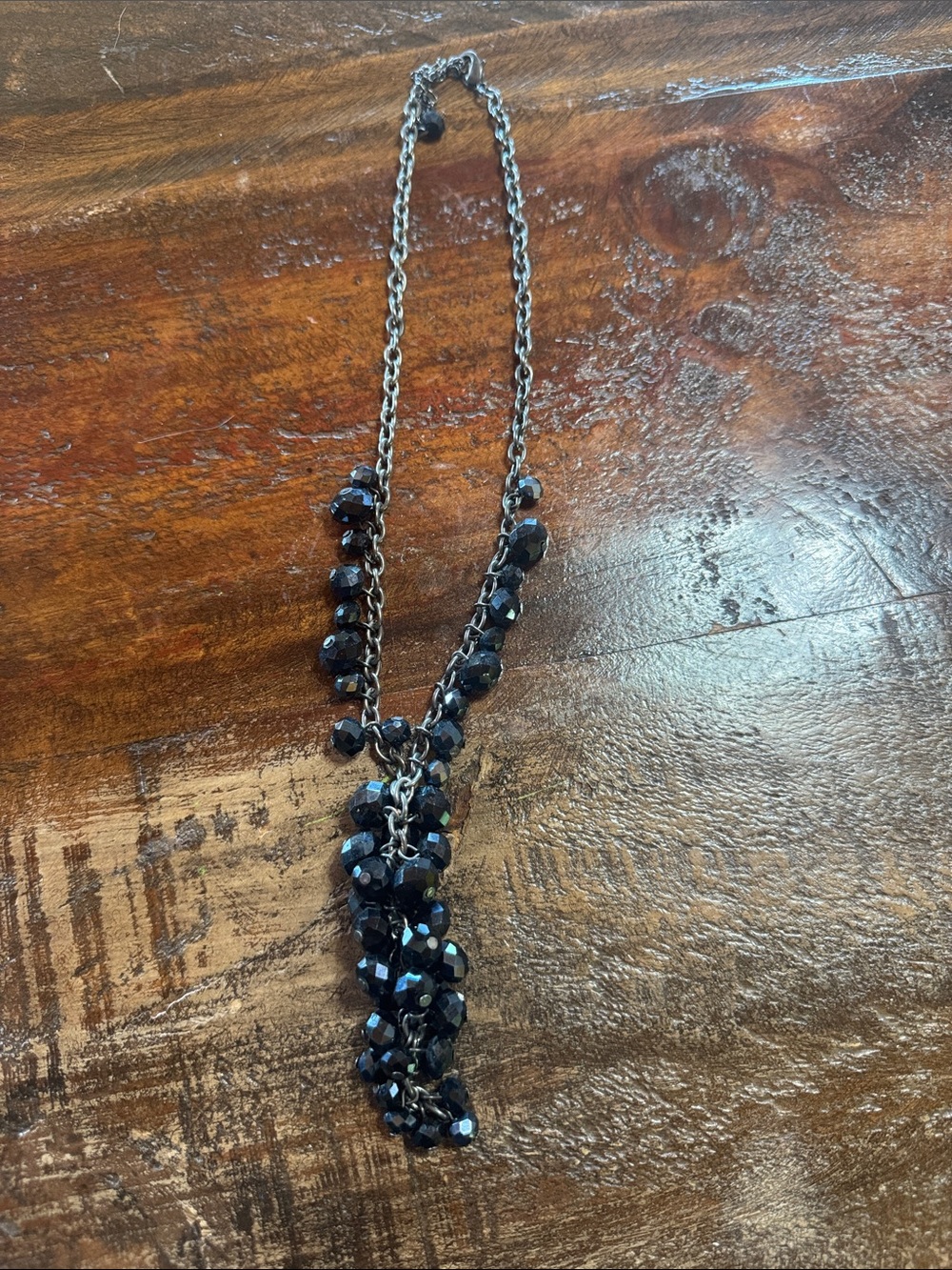 Beaded Cluster Pendant Necklace - Black